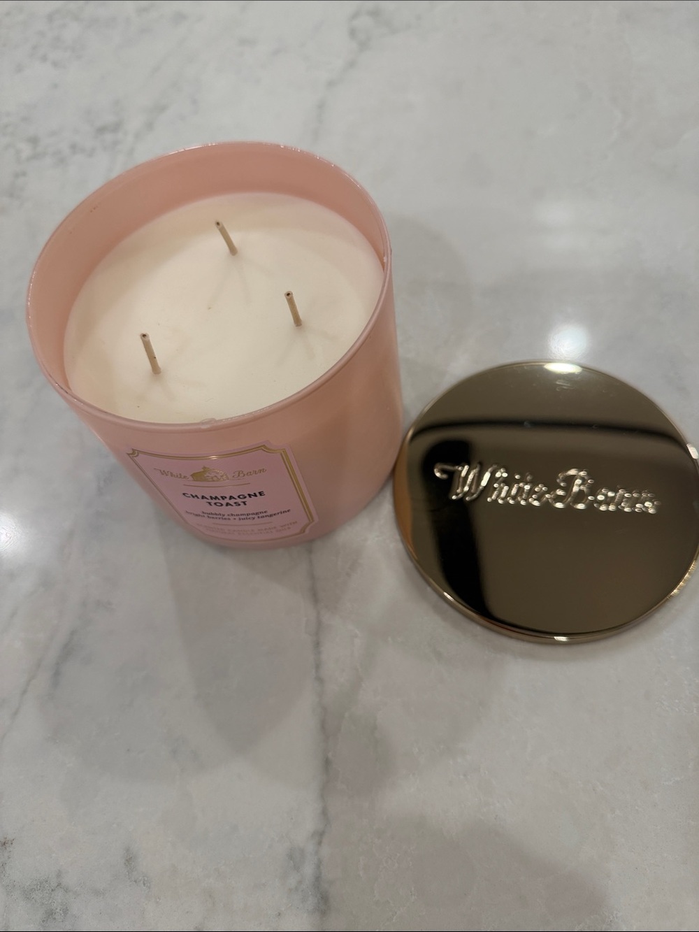 White Barn Pink Champagne Toast Decorative Candle with Gold Lid - Picture 2 of 4